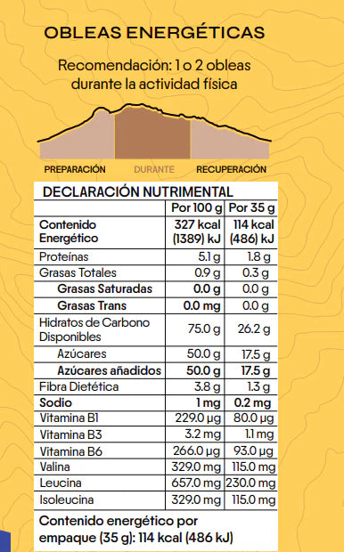 Obleas energéticas sabor Vainilla 35g