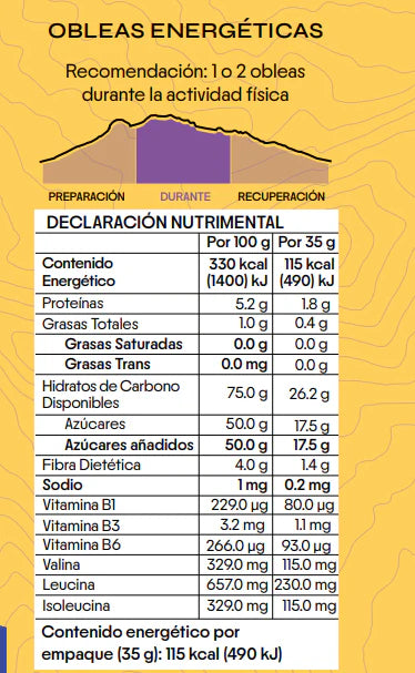 Obleas energéticas sabor Chocolate 35g