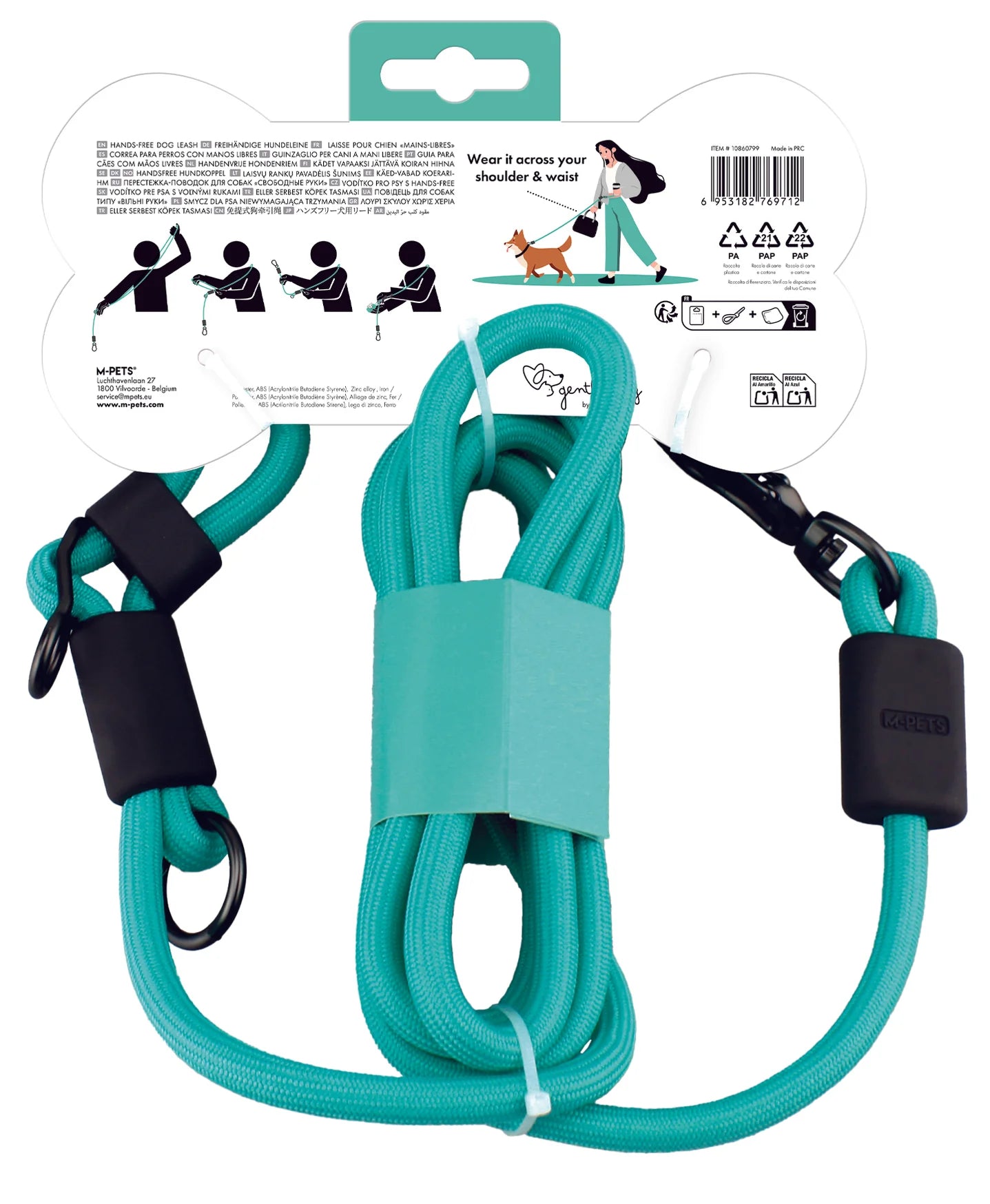Correa manos libres multiuso Gentle Dog Hands-Free Leash Verde Jade