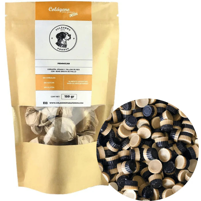 Premios con colágeno para perros - Pemmican: Nutrición Premium para un Pelaje Extremo 250 g